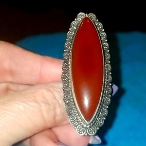 Dark maroon red stone ring